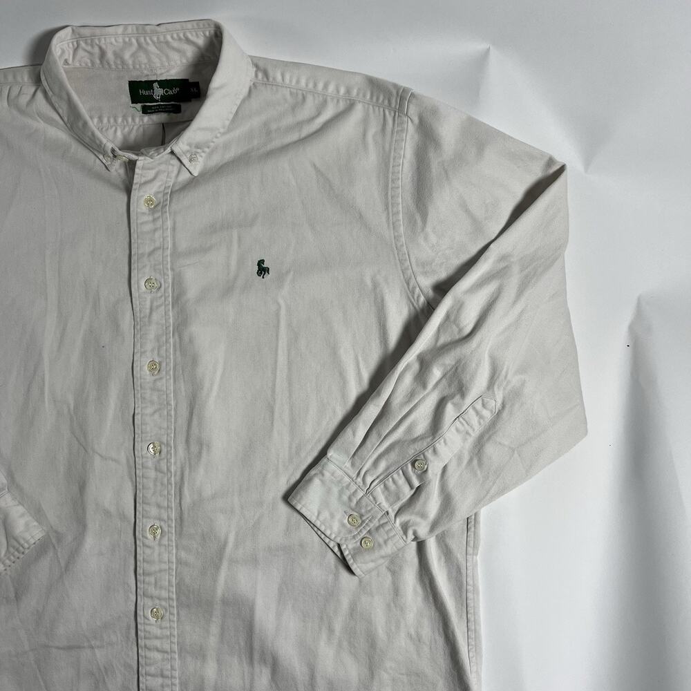 Hunt Club Men's White Solid Woven Cotton Button-Down Shirt Long Sleeve XL - Picture 3 of 9